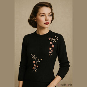 2O ansknits by Mariea Kim Vintage Floral Sweater